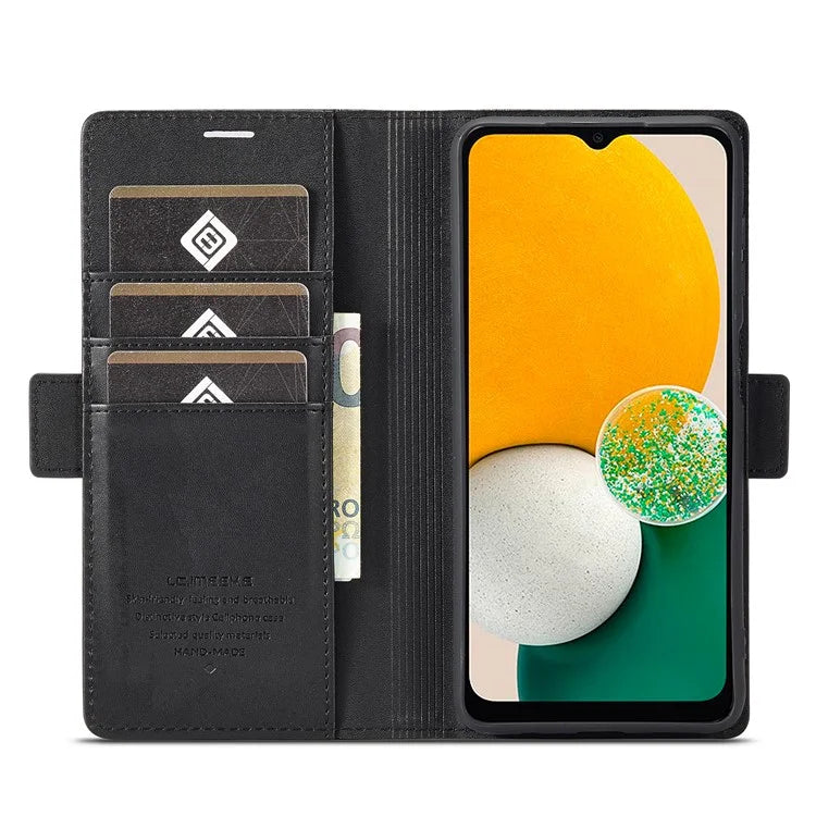LC.IMEEKE For Samsung Galaxy S24 FE Leather Case Imprint Lines Phone Cover Wallet Stand