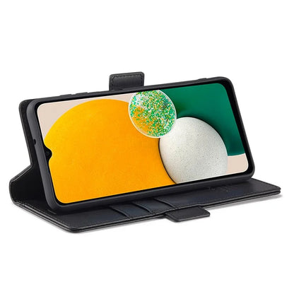 LC.IMEEKE For Samsung Galaxy S24 FE Leather Case Imprint Lines Phone Cover Wallet Stand