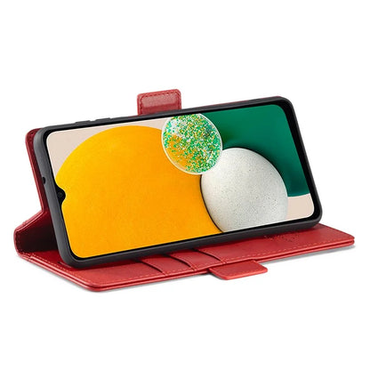 LC.IMEEKE For Samsung Galaxy S24 FE Leather Case Imprint Lines Phone Cover Wallet Stand