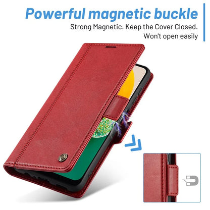LC.IMEEKE For Samsung Galaxy S24 FE Leather Case Imprint Lines Phone Cover Wallet Stand