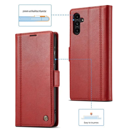 LC.IMEEKE For Samsung Galaxy S24 FE Leather Case Imprint Lines Phone Cover Wallet Stand