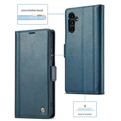 LC.IMEEKE For Samsung Galaxy S24 FE Leather Case Imprint Lines Phone Cover Wallet Stand