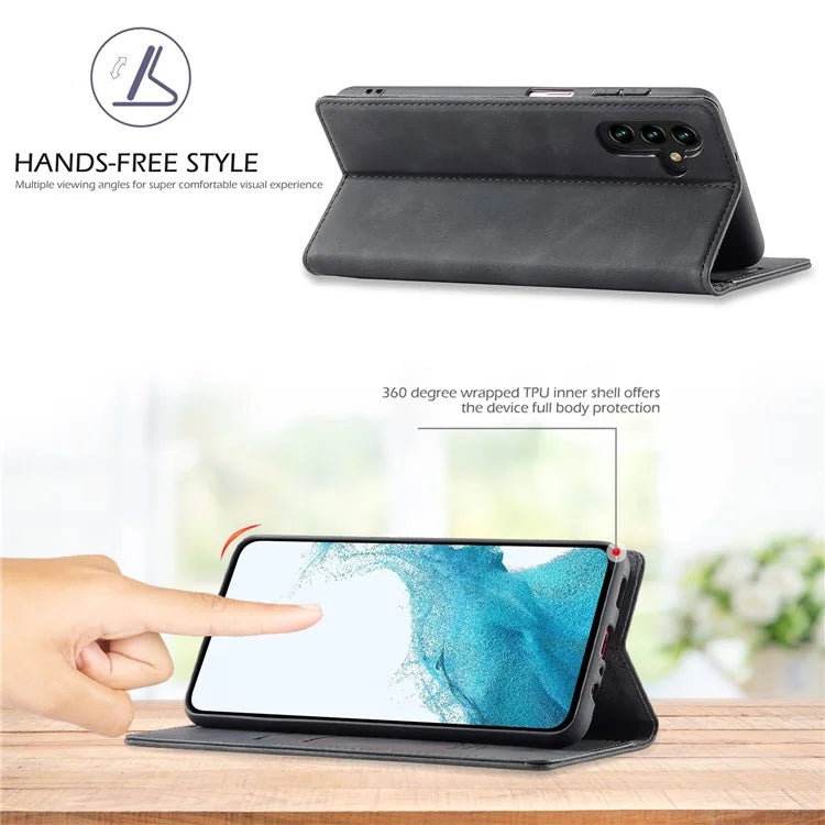LC.IMEEKE For Samsung Galaxy S24 FE Case Wallet Microfiber Leather Phone Cover