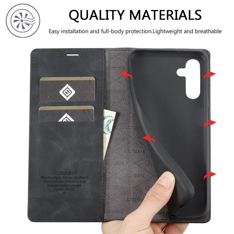 LC.IMEEKE For Samsung Galaxy S24 FE Case Wallet Microfiber Leather Phone Cover