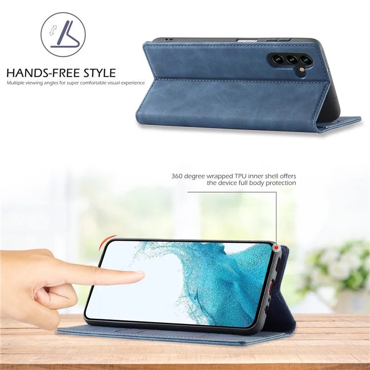 LC.IMEEKE For Samsung Galaxy S24 FE Case Wallet Microfiber Leather Phone Cover