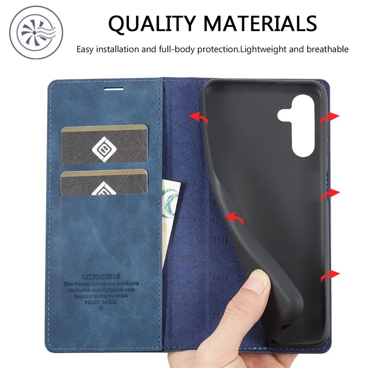 LC.IMEEKE For Samsung Galaxy S24 FE Case Wallet Microfiber Leather Phone Cover