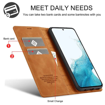LC.IMEEKE For Samsung Galaxy S24 FE Case Wallet Microfiber Leather Phone Cover