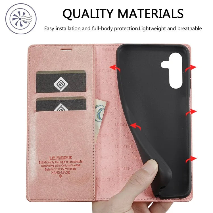 LC.IMEEKE For Samsung Galaxy S24 FE Case Wallet Microfiber Leather Phone Cover