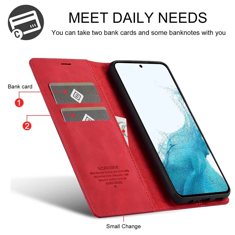 LC.IMEEKE For Samsung Galaxy S24 FE Case Wallet Microfiber Leather Phone Cover