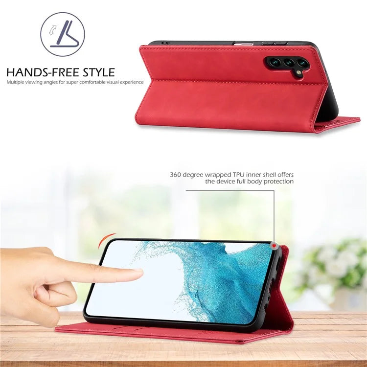LC.IMEEKE For Samsung Galaxy S24 FE Case Wallet Microfiber Leather Phone Cover
