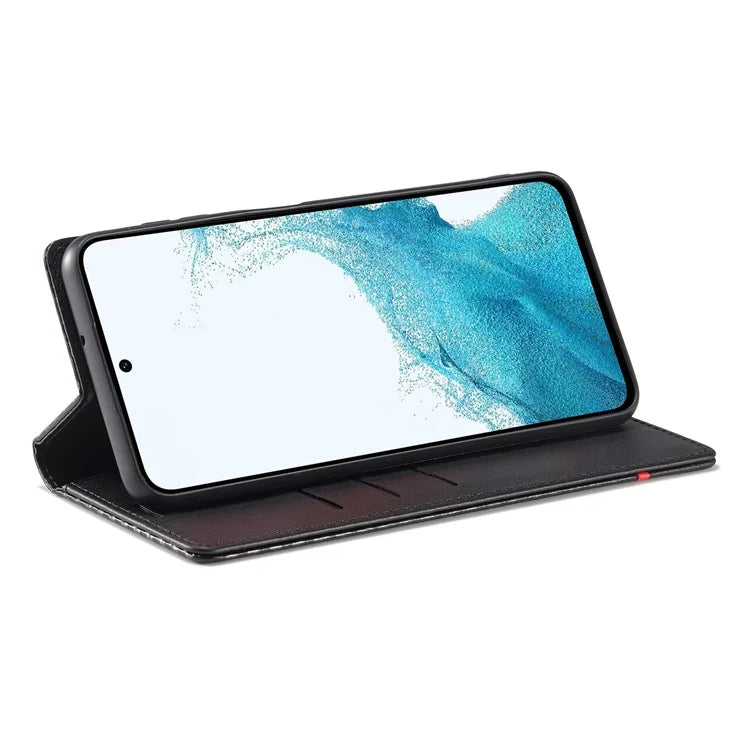 LC.IMEEKE For Samsung Galaxy S24 FE Case Carbon Fiber Texture Phone Cover Stand Card Holder