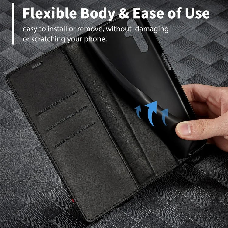 LC.IMEEKE For Samsung Galaxy S24 FE Case Carbon Fiber Texture Phone Cover Stand Card Holder