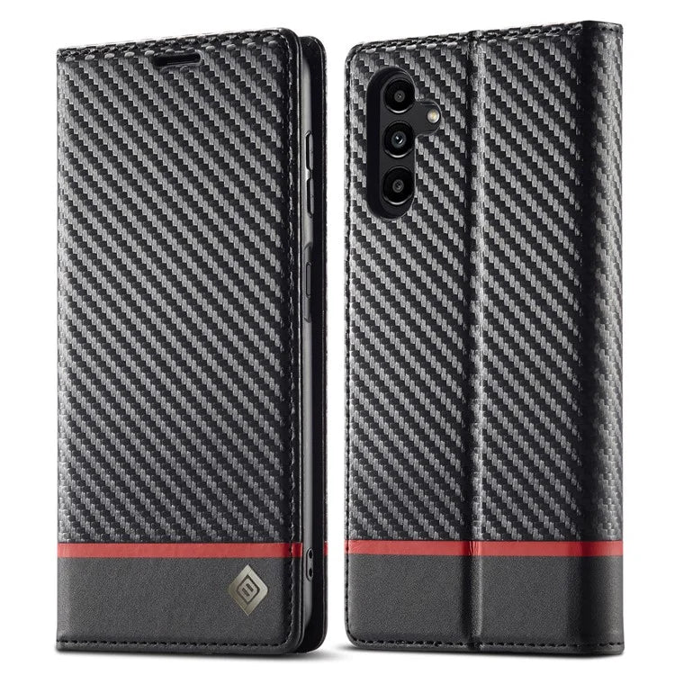 LC.IMEEKE For Samsung Galaxy S24 FE Case Carbon Fiber Texture Phone Cover Stand Card Holder