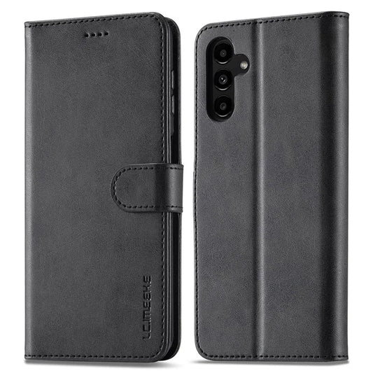 LC.IMEEKE For Samsung Galaxy S24 FE Case Calf Texture PU Leather Stand Wallet Phone Cover