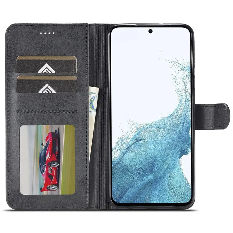 LC.IMEEKE For Samsung Galaxy S24 FE Case Calf Texture PU Leather Stand Wallet Phone Cover