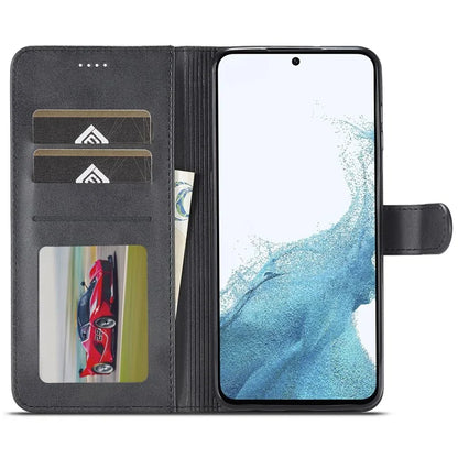 LC.IMEEKE For Samsung Galaxy S24 FE Case Calf Texture PU Leather Stand Wallet Phone Cover