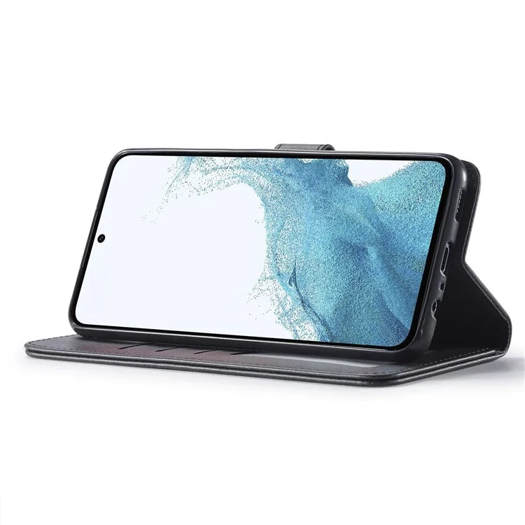 LC.IMEEKE For Samsung Galaxy S24 FE Case Calf Texture PU Leather Stand Wallet Phone Cover
