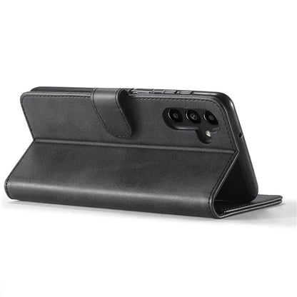 LC.IMEEKE For Samsung Galaxy S24 FE Case Calf Texture PU Leather Stand Wallet Phone Cover