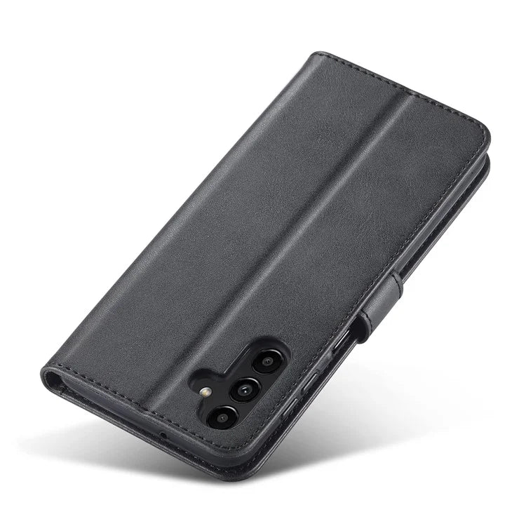 LC.IMEEKE For Samsung Galaxy S24 FE Case Calf Texture PU Leather Stand Wallet Phone Cover