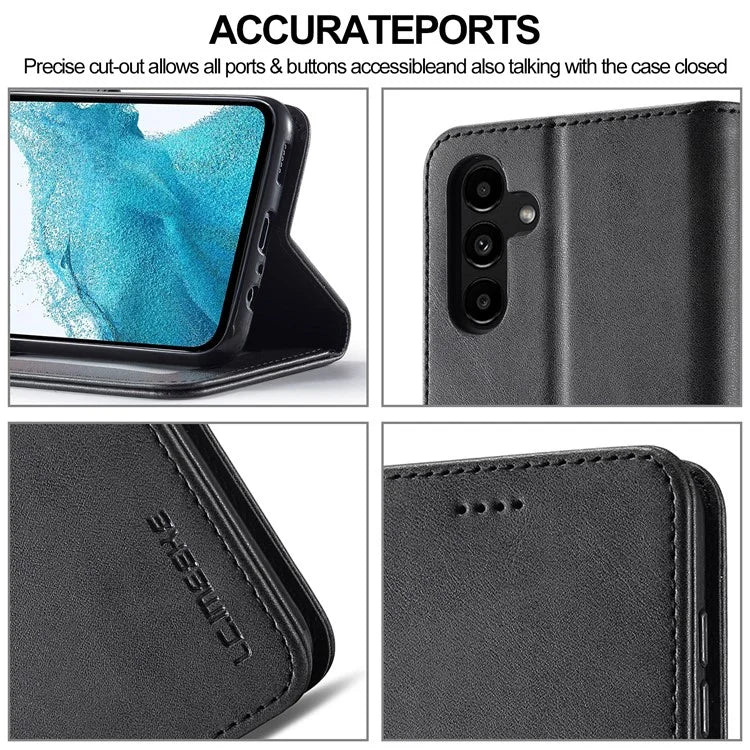LC.IMEEKE For Samsung Galaxy S24 FE Case Calf Texture PU Leather Stand Wallet Phone Cover