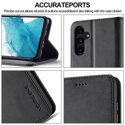 LC.IMEEKE For Samsung Galaxy S24 FE Case Calf Texture PU Leather Stand Wallet Phone Cover