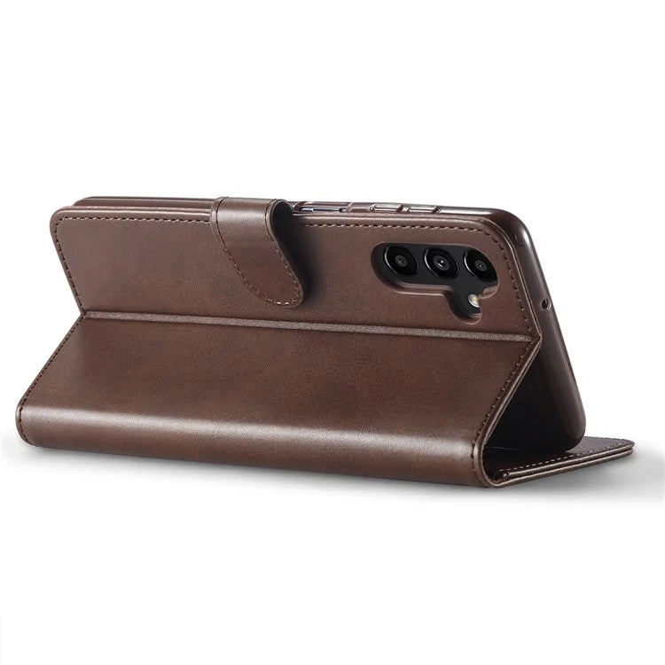 LC.IMEEKE For Samsung Galaxy S24 FE Case Calf Texture PU Leather Stand Wallet Phone Cover