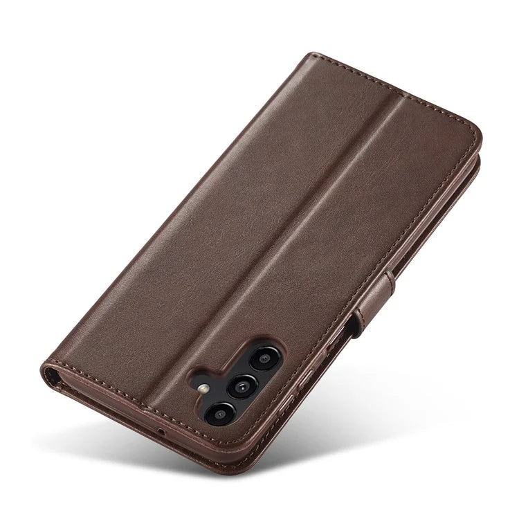 LC.IMEEKE For Samsung Galaxy S24 FE Case Calf Texture PU Leather Stand Wallet Phone Cover