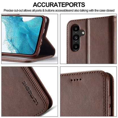 LC.IMEEKE For Samsung Galaxy S24 FE Case Calf Texture PU Leather Stand Wallet Phone Cover