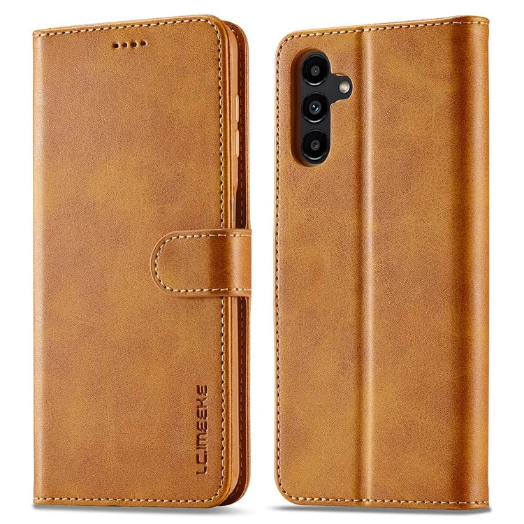 LC.IMEEKE For Samsung Galaxy S24 FE Case Calf Texture PU Leather Stand Wallet Phone Cover