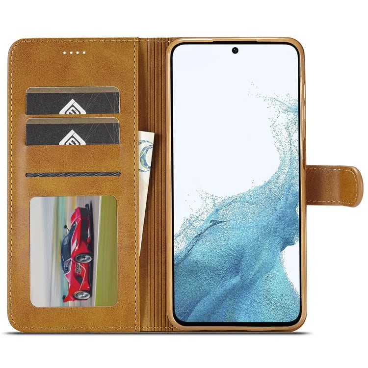 LC.IMEEKE For Samsung Galaxy S24 FE Case Calf Texture PU Leather Stand Wallet Phone Cover