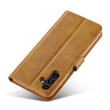 LC.IMEEKE For Samsung Galaxy S24 FE Case Calf Texture PU Leather Stand Wallet Phone Cover