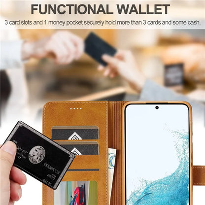 LC.IMEEKE For Samsung Galaxy S24 FE Case Calf Texture PU Leather Stand Wallet Phone Cover
