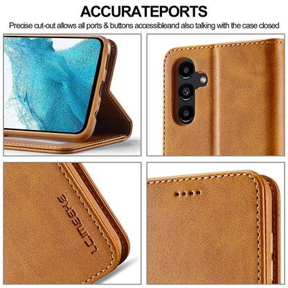 LC.IMEEKE For Samsung Galaxy S24 FE Case Calf Texture PU Leather Stand Wallet Phone Cover