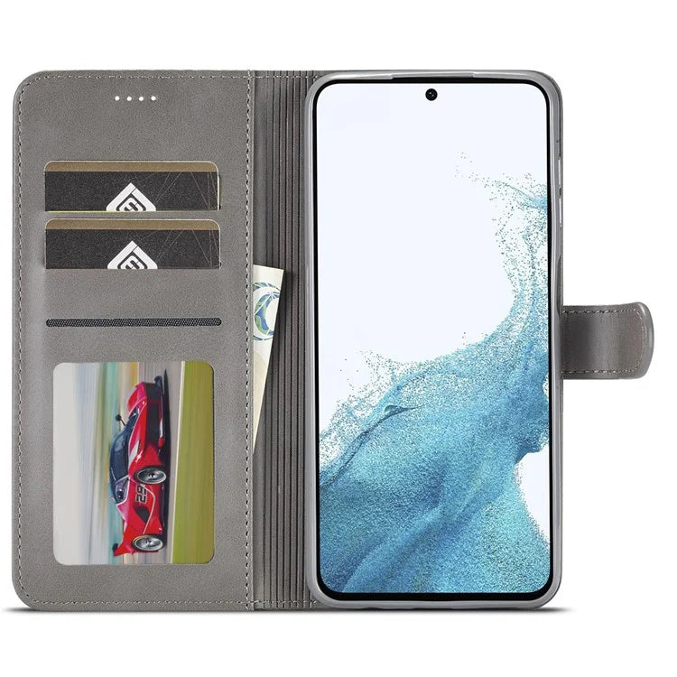 LC.IMEEKE For Samsung Galaxy S24 FE Case Calf Texture PU Leather Stand Wallet Phone Cover