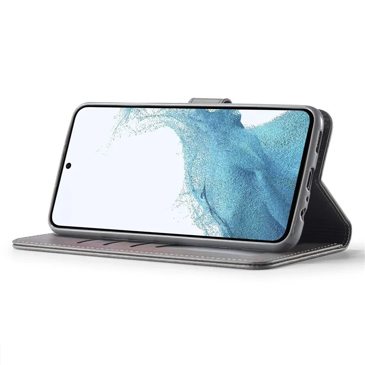 LC.IMEEKE For Samsung Galaxy S24 FE Case Calf Texture PU Leather Stand Wallet Phone Cover