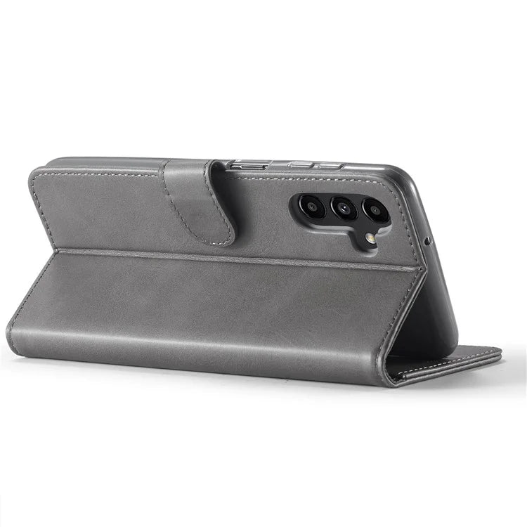 LC.IMEEKE For Samsung Galaxy S24 FE Case Calf Texture PU Leather Stand Wallet Phone Cover
