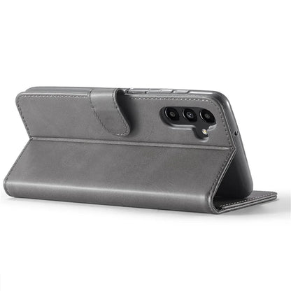LC.IMEEKE For Samsung Galaxy S24 FE Case Calf Texture PU Leather Stand Wallet Phone Cover