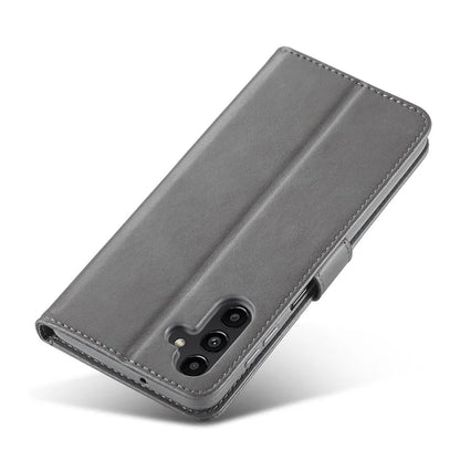 LC.IMEEKE For Samsung Galaxy S24 FE Case Calf Texture PU Leather Stand Wallet Phone Cover
