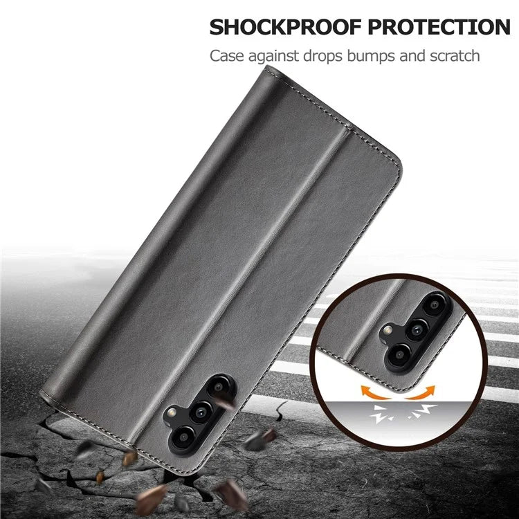 LC.IMEEKE For Samsung Galaxy S24 FE Case Calf Texture PU Leather Stand Wallet Phone Cover