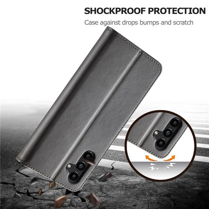 LC.IMEEKE For Samsung Galaxy S24 FE Case Calf Texture PU Leather Stand Wallet Phone Cover