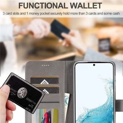 LC.IMEEKE For Samsung Galaxy S24 FE Case Calf Texture PU Leather Stand Wallet Phone Cover