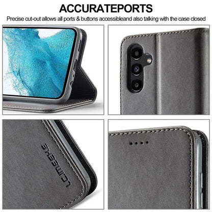 LC.IMEEKE For Samsung Galaxy S24 FE Case Calf Texture PU Leather Stand Wallet Phone Cover