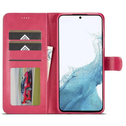 LC.IMEEKE For Samsung Galaxy S24 FE Case Calf Texture PU Leather Stand Wallet Phone Cover