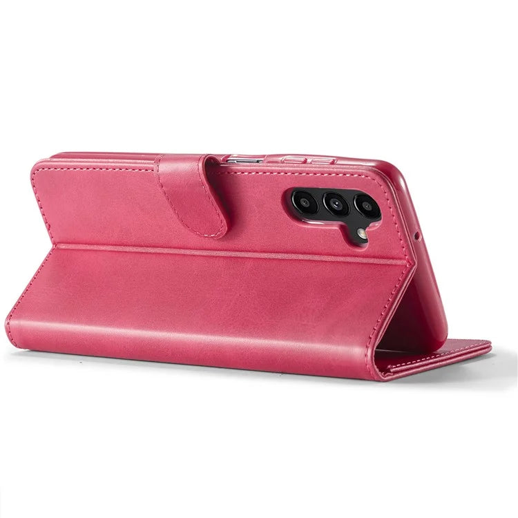 LC.IMEEKE For Samsung Galaxy S24 FE Case Calf Texture PU Leather Stand Wallet Phone Cover