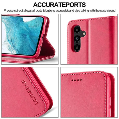 LC.IMEEKE For Samsung Galaxy S24 FE Case Calf Texture PU Leather Stand Wallet Phone Cover