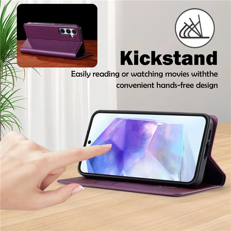 LC.IMEEKE L1 Series for Samsung Galaxy S24 FE Case PU Leather Wallet Stand Protective Phone Cover