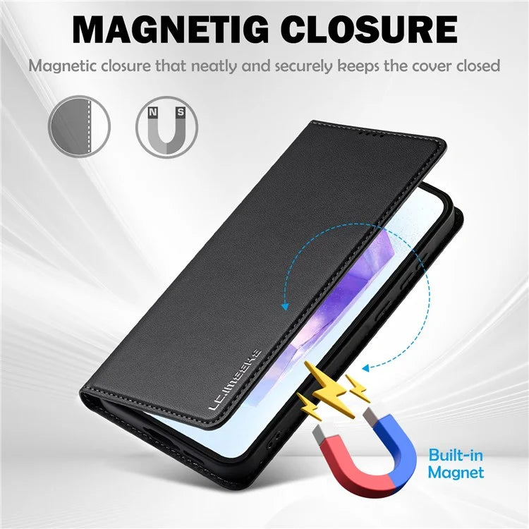 LC.IMEEKE L1 Series for Samsung Galaxy S24 FE Case PU Leather Wallet Stand Protective Phone Cover