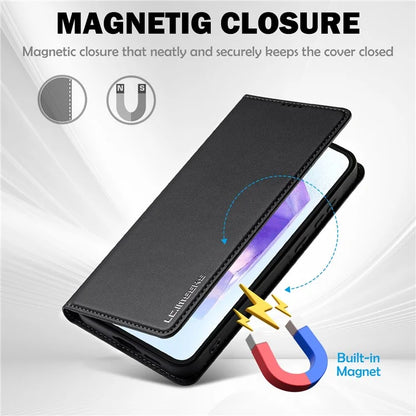 LC.IMEEKE L1 Series for Samsung Galaxy S24 FE Case PU Leather Wallet Stand Protective Phone Cover