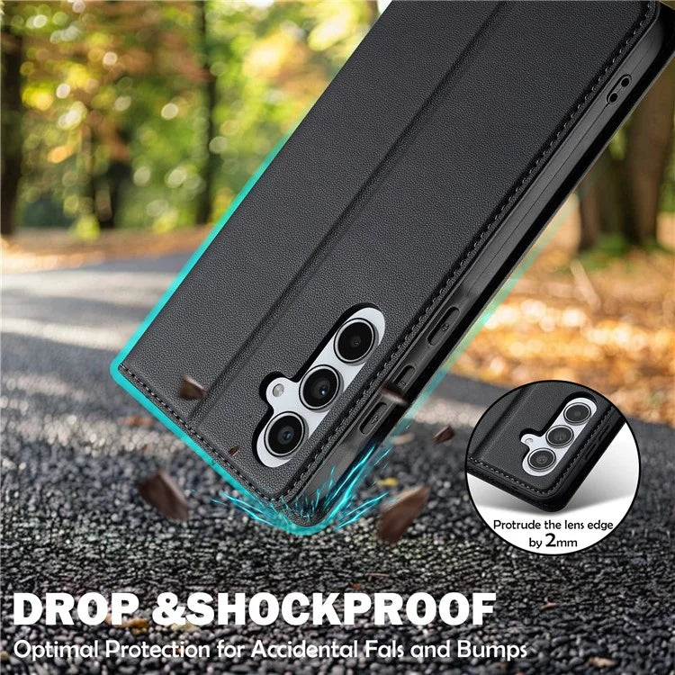 LC.IMEEKE L1 Series for Samsung Galaxy S24 FE Case PU Leather Wallet Stand Protective Phone Cover