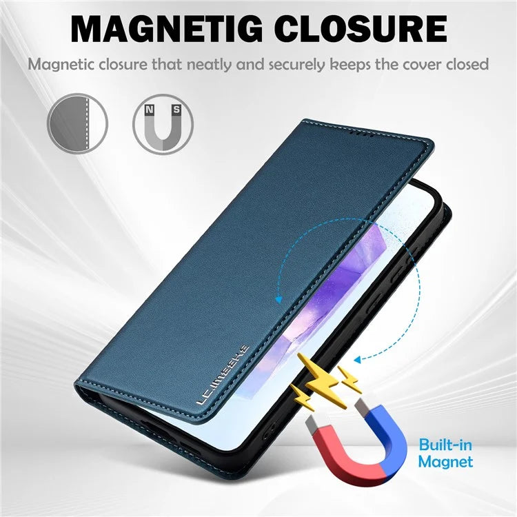 LC.IMEEKE L1 Series for Samsung Galaxy S24 FE Case PU Leather Wallet Stand Protective Phone Cover